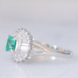 Anello ballerina vintage in platino con smeraldo (0.40ct) e diamanti (0.38ctw), anni ‘90