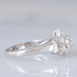 Anello a fiore vintage in platino con diamanti (0.76ctw), anni ‘80