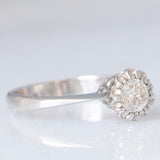Solitario vintage in oro bianco 18K con diamante di taglio brillante (0.42ct ca.), anni ‘60