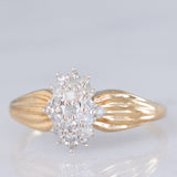 Anel de diamante vintage em ouro amarelo e branco 9K (aprox. 0.20ctw), década de 80