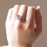 Vintage 14K white gold ring with sapphires (approx. 0.30ctw) and brilliant cut diamonds (approx. 0.50ctw), 90s