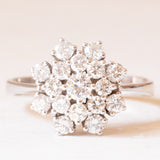 Vintage-Schneeflockenring aus 14-karätigem Weißgold mit Diamanten im Brillantschliff (ca. 1 Karat), 60er Jahre