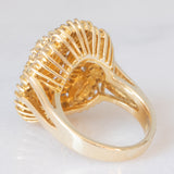 Anello ballerina vintage in oro giallo 14K con diamanti di taglio brillante e tapered (2.20ctw ca.), anni ‘80/‘90