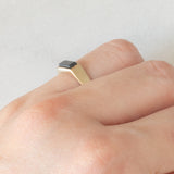 Anello vintage in oro giallo 9K con onice, anno 1986