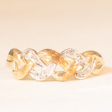 Anillo "Keeper" vintage de oro amarillo y blanco de 9 quilates con diamantes, años 50/60