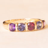 Vintage-Ring aus 9-karätigem Gelbgold mit Amethysten, Turmalin und Iolithen, 2005