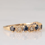 Mezzo eternity vintage in oro giallo 9K con zaffiri (0.40ctw ca.) e diamanti (0.04ctw ca.), anno 1986