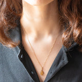 Vintage-Halskette mit Kette aus 9-karätigem Gelbgold und Anhänger aus 9-karätigem Gelbgold mit Citrin-Quarz (ca. 1.60 ct), Jahr 1972