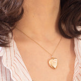 Vintage herzförmiger Fotoanhänger mit 9-karätiger Gelbgoldfolie auf Metall, 50er/60er Jahre