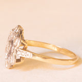 Antiker 18-Karat-Gelb- und Weißgold-Diamant-Blumenring im alten europäischen Schliff (ca. 0.88 ctw), 20er Jahre