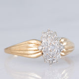 Anel de diamante vintage em ouro amarelo e branco 9K (aprox. 0.20ctw), década de 80