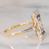 *RISERVATO* Anello Art Déco in oro giallo e bianco 18K con diamanti e zaffiri, anni ‘30
