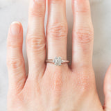 Anello a margherita vintage in oro bianco 14K con diamanti di taglio brillante (0.45ctw ca.)