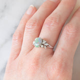 Anello vintage in platino con opale (1.49ct) e diamanti (0.48ctw), anni ‘80/‘90