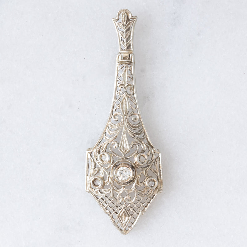 Pendente Art Déco in platino con diamanti (0.15ctw ca.), anni ‘30