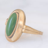 Anello da cocktail vintage in oro giallo 8K con pietra verde acqua, anni ‘70