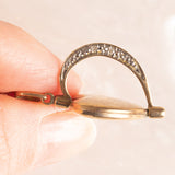 Vintage-Halskette mit Kette aus 9-karätigem Gelbgold und drehbarem herzförmigem Anhänger mit „Love“-Schriftzug aus 9-karätigem Gelbgold mit Diamanten