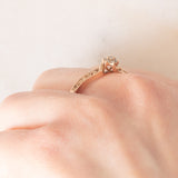 Anello vintage in oro rosa 9K con diamanti (0.03ctw ca.), anni ‘90