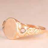 Anello da sigillo vintage in oro giallo 9K, anni ‘60