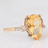 Anello da cocktail vintage in oro giallo 9K con quarzo citrino (2.20ct ca.) e diamanti, anno 2010