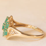 Anello vintage in oro giallo 14K con smeraldi (1.20ctw ca.), anni ‘70