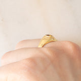 Chevalière vintage en or jaune 14 carats avec citrine et quartz, années 60