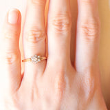 Vintage-Blumenring aus 9-karätigem Gelbgold mit Diamanten (ca. 0.07 ctw), 1984