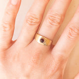 Vintage-Granat-Bandring aus 8 Karat Gelbgold, 80er Jahre