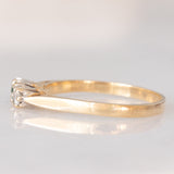 Trilogy vintage in oro giallo 9K con smeraldo (0.05ct ca.) e diamanti di taglio brillante (0.08ctw ca.), anno 1987