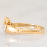 Anello Claddagh vintage in oro giallo e bianco 9K con diamante