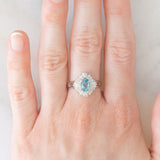 Anello ballerina vintage in platino con acquamarina (0.60ct) e diamanti (0.27ctw), anni ‘80