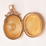 Antique Photo Pendant with 9K Yellow Gold Foil on Metal and Diamond, 10s/20s