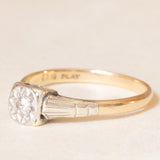 Art-Déco-Solitär aus 9-karätigem Gelbgold und Platin mit Diamant im alten Minenschliff (ca. 0.10 ct), 20er/30er Jahre