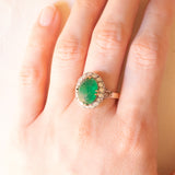 Vintage-Gänseblümchenring aus 14-karätigem Gelb- und Weißgold mit Smaragd (ca. 6 Karat) und Diamanten (ca. 0.85 Karat), 60er Jahre