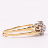 Raro anello girevole 2 in 1 in oro giallo e bianco 18K con smeraldo (0.30ct ca.) e diamanti di taglio brillante (0.20ctw ca.), anni ‘70/‘80