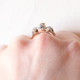 Vintage-Ring im antiken Stil aus 18 Karat Gelbgold und Silber mit Saphiren und Diamanten im Rosenschliff