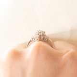 Vintage 14K white gold ring with brilliant cut diamonds (0.46ctw approx.), 70s