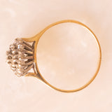 Vintage-Blumenring aus 9-karätigem Gelb- und Weißgold mit Diamanten (ca. 0.25 ctw), 1986