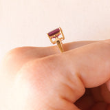 Anello vintage in oro giallo 9K con ametista (0.80ct ca.), anni ‘70/‘80