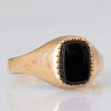 Anello chevalier vintage in oro giallo 9K con onice, anno 1979