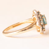 Blumenförmiger Vintage-Ring aus 9-karätigem Gelb- und Weißgold mit Apatiten (ca. 0.80 ctw) und Diamanten, 2007