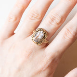 Vintage-Ring aus 14-karätigem Gelbgold mit synthetischem blauen Spinell (ca. 4.50 ct), 50er Jahre