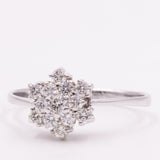 Anel vintage de floco de neve em ouro branco 14K com diamantes em lapidação brilhante (aprox. 0.40 ctw), década de 70