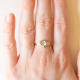Anello vintage in oro giallo 9K con topazio azzurro, anno 1988