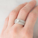 Bague vintage en or blanc 14 carats avec diamants taille brillant (environ 1.38 ct), années 80