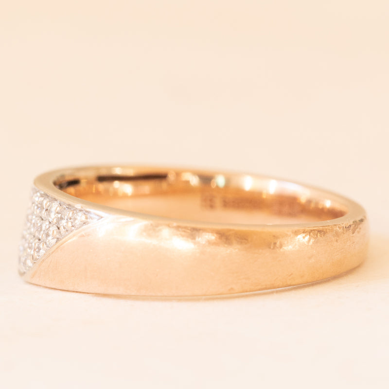 Anello vintage in oro rosa 14K con pavé di diamanti di taglio brillante (0.26ctw)