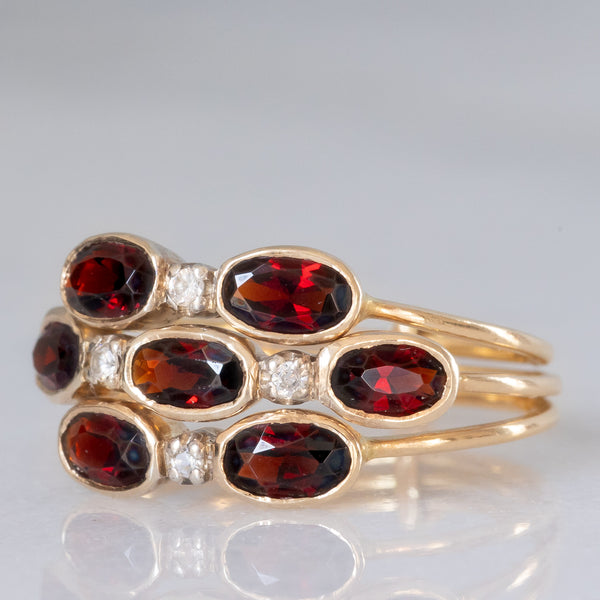 Anello harem in oro giallo 18K con granati (1.50ctw ca.) e pietre bianche, anni ‘60/‘70