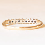 Vintage 9K yellow gold band with sapphires (approx. 0.04ctw) and diamonds (approx. 0.05ctw), 1990