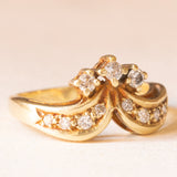 Anello vintage in oro giallo 14K con diamanti di taglio brillante (0.30ctw ca.), anni ‘70