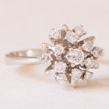 Vintage-Schneeflockenring aus 14-karätigem Weißgold mit Diamanten im Brillantschliff (ca. 0.50 ctw), 60er/70er Jahre